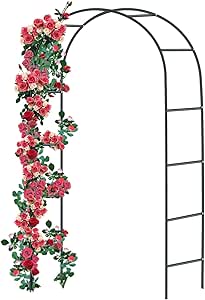 Forever Speed Rosenbogen aus Metall Rankgitter Rosenhilfe aus Pulverbeschichtetem Stahl, Garten Decoration und Verzierung Kletterer wetterfest 240 x 140 x 38 cm/Schwarz