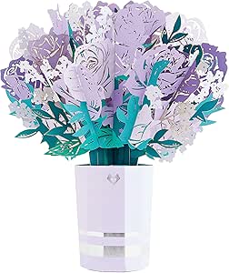 Lovepop lilafarbener Rosenstrauß aus Papier, 3D-Papierblumen-Grußkarte, Frühlingskarte für Ehefrau, Mutter oder Freundin, Pop-up-Papierstrauß für Jubiläum, Kartengruß, 26 x 17,8 cm