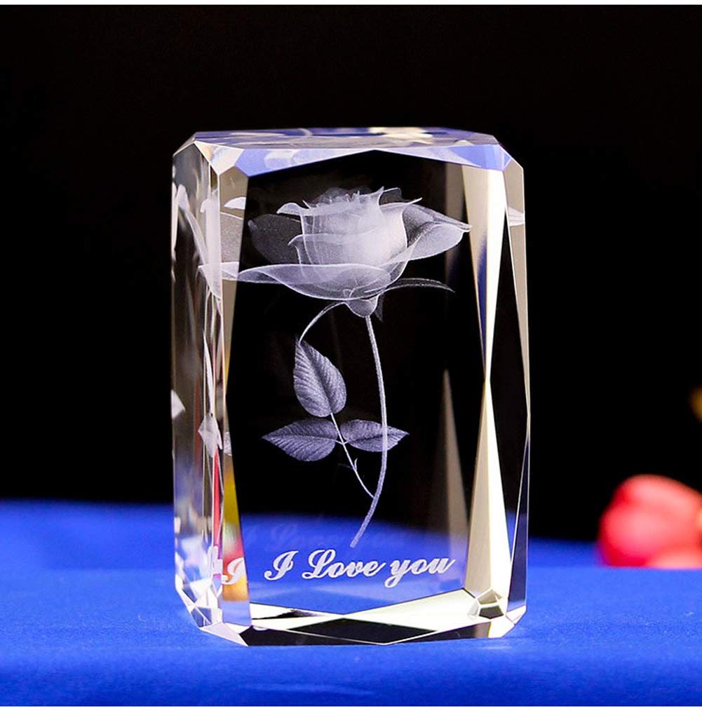 E-isata 3D-Laser-Kristall-Rose mit Gravur "I Love You", Briefbeschwerer, Ornamente für Jahrestag, Hochzeit, Souvenirs, Weihnachten, Geburtstag, Valentinstag, Hochzeitsgeschenk : Amazon.de: Bürobedarf & Schreibwaren