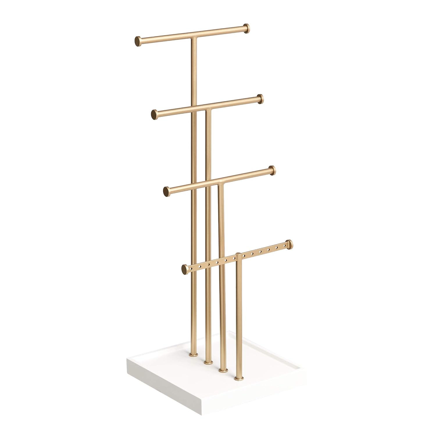 Amazon.de: Amazon Basics Blatt Schmuckständer, Baum-Design, 4 Ebenen, Weiß/Messing