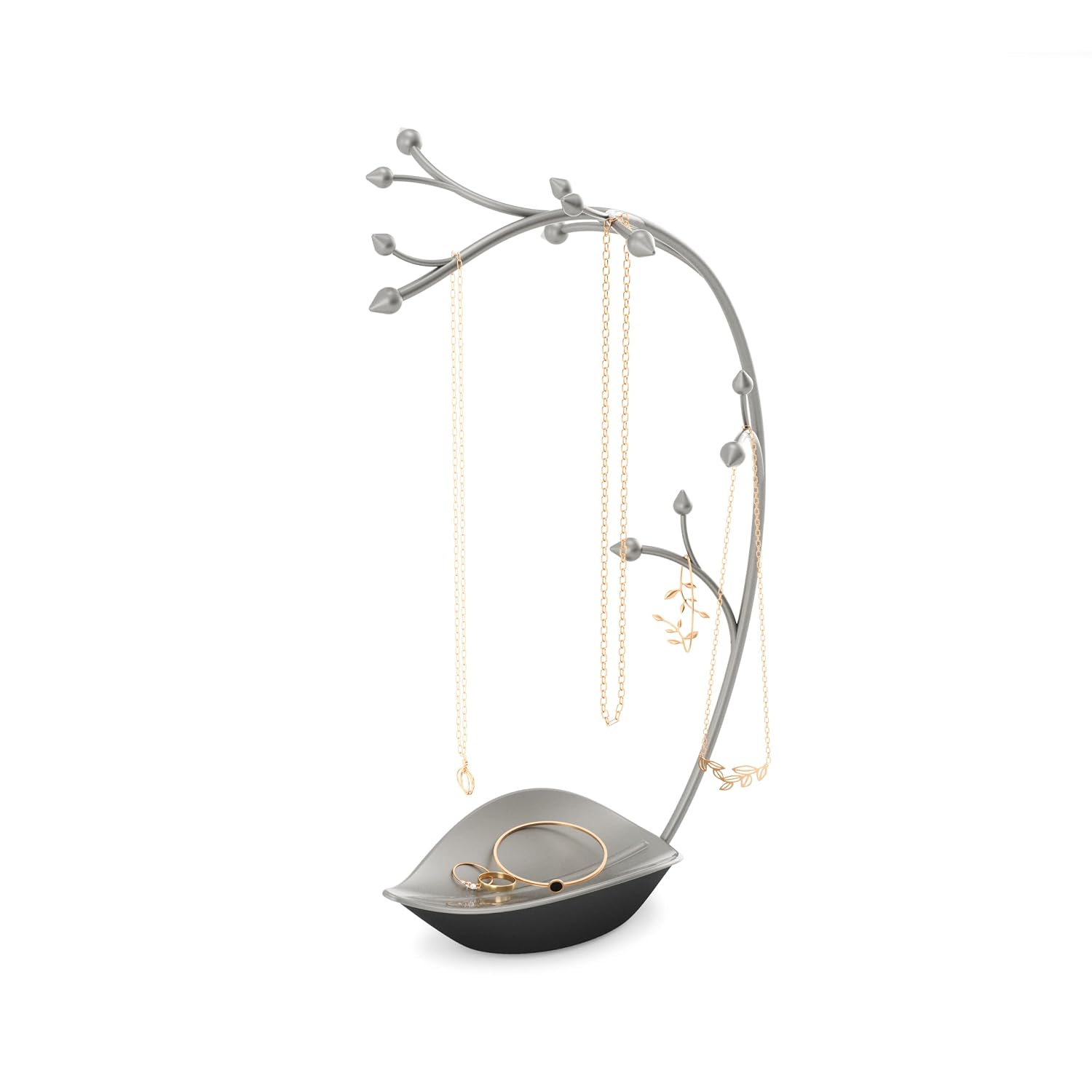 Umbra Orchid Schmuck-Organizer und Halskettenhalter mit integrierter Schale für Ringe, Ohrringe und Armbänder, Stahlgrau : Amazon.de: Küche, Haushalt & Wohnen